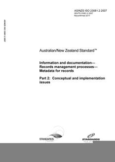 AS/NZS ISO 23081.2:2007